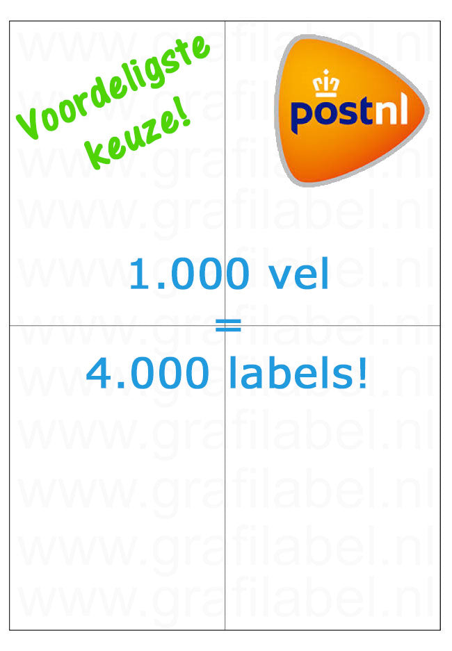 Verzendetiket / Pakketlabel PostNL - 105x148,5mm - 4 labels per vel - doos à 1.000 vel
