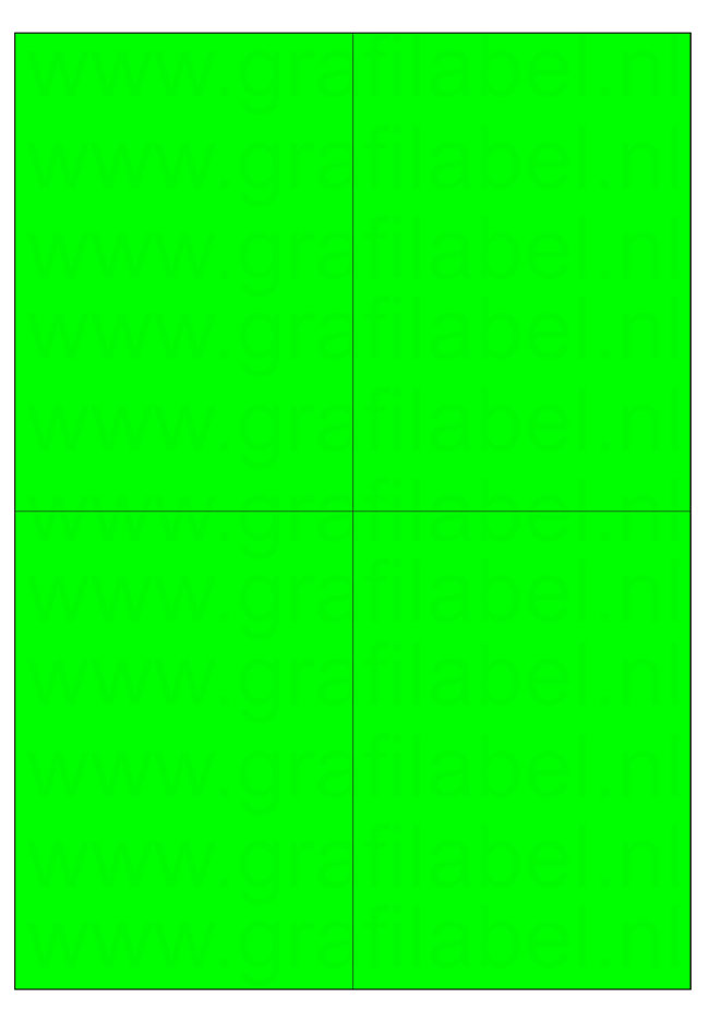 Fluor groen A4 etiket / Laservel 105x148,5mm - 4 per vel permanent (doos à 200 vel)
