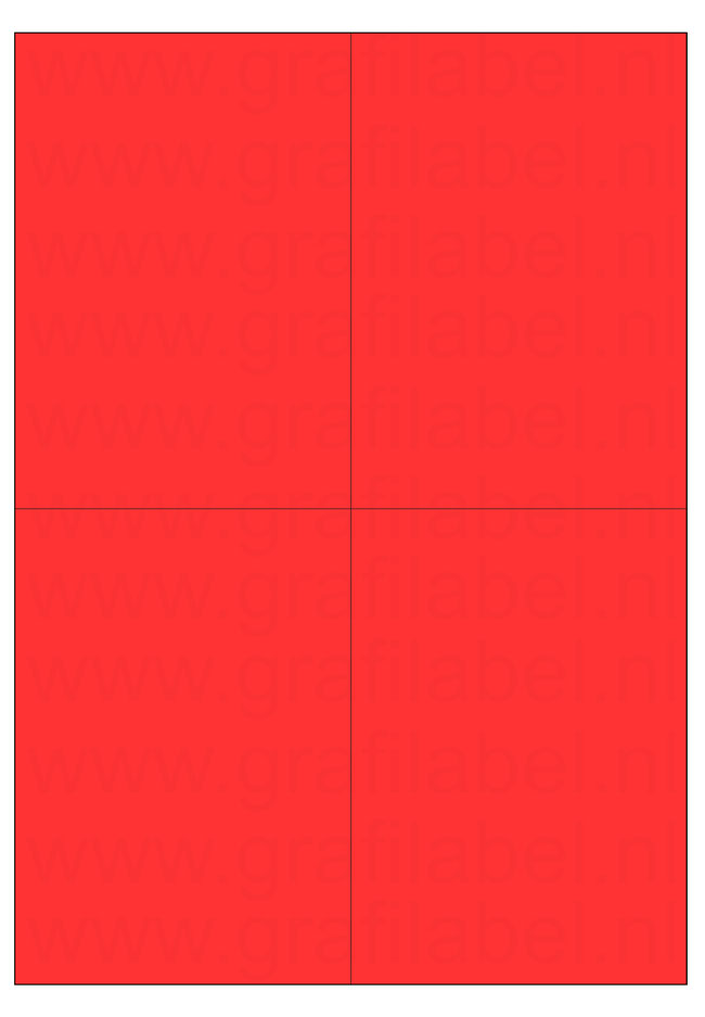 Rood A4 etiket / Laservel 105x148,5mm - 4 per vel permanent (doos à 200 vel)