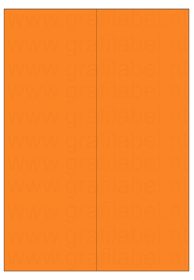 Oranje A4 etiket / Laservel 105x297mm - 2 per vel permanent (doos à 200 vel)