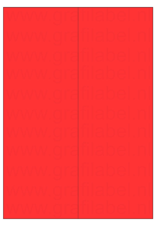Rood A4 etiket / Laservel 105x297mm - 2 per vel permanent (doos à 200 vel)