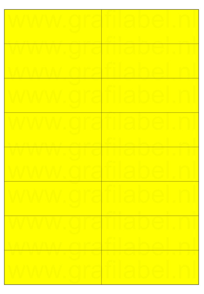 Fluor geel A4 etiket / Laservel 105x37,1mm - 16 per vel permanent (doos à 200 vel)