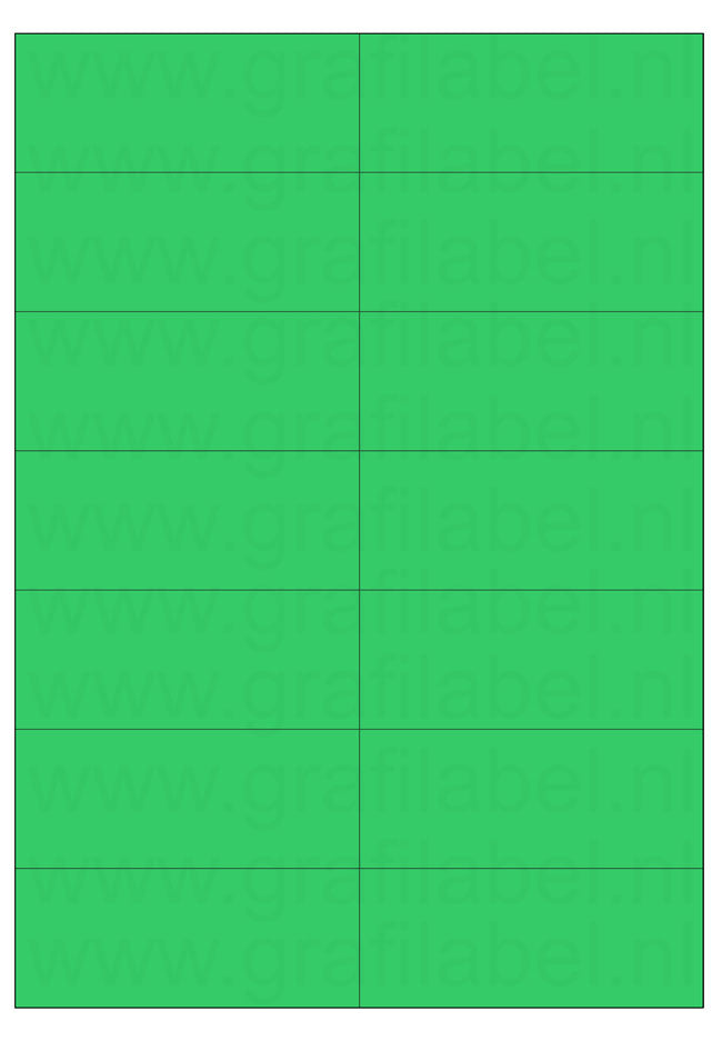 Groen A4 etiket / Laservel 105x42,4mm - 14 per vel permanent (doos à 200 vel)
