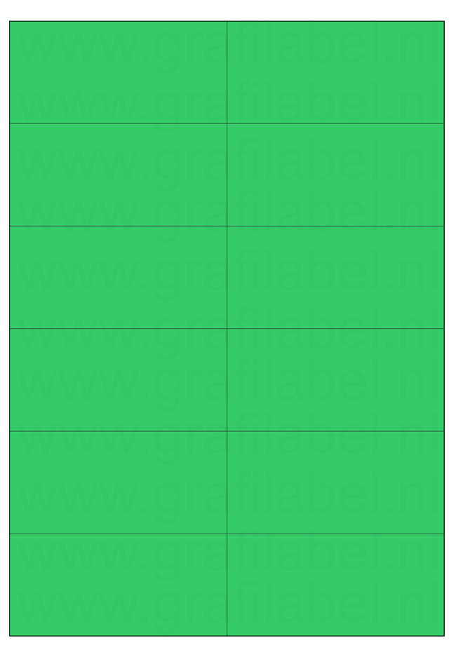 Groen A4 etiket / Laservel 105x49,5mm - 12 per vel permanent (doos à 200 vel)
