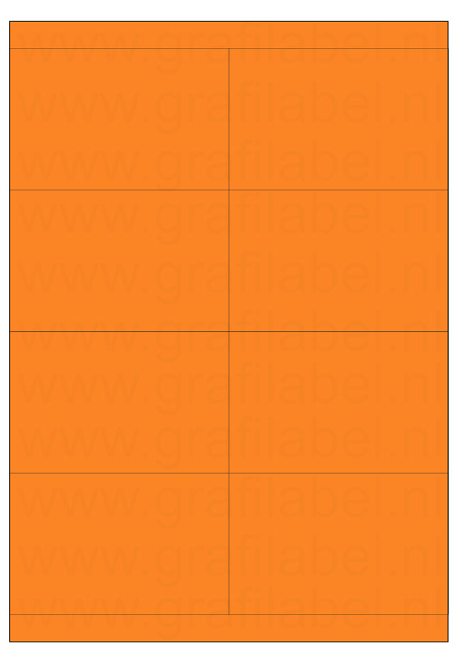 Oranje A4 etiket / Laservel 105x67,7mm - 8 per vel permanent (doos à 200 vel)