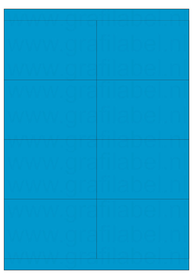 Blauw A4 etiket / Laservel 105x67,7mm - 8 per vel permanent (doos à 200 vel)