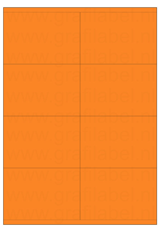 Oranje A4 etiket / Laservel 105x71mm - 8 per vel permanent (doos à 200 vel)