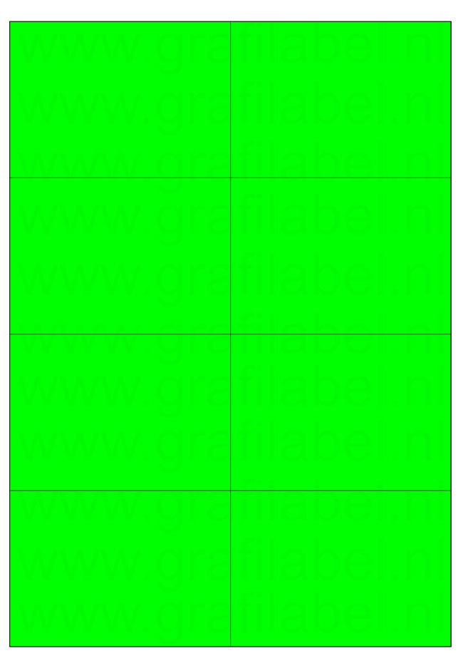 Fluor groen A4 etiket / Laservel 105x74,25mm - 8 per vel permanent (doos à 200 vel)