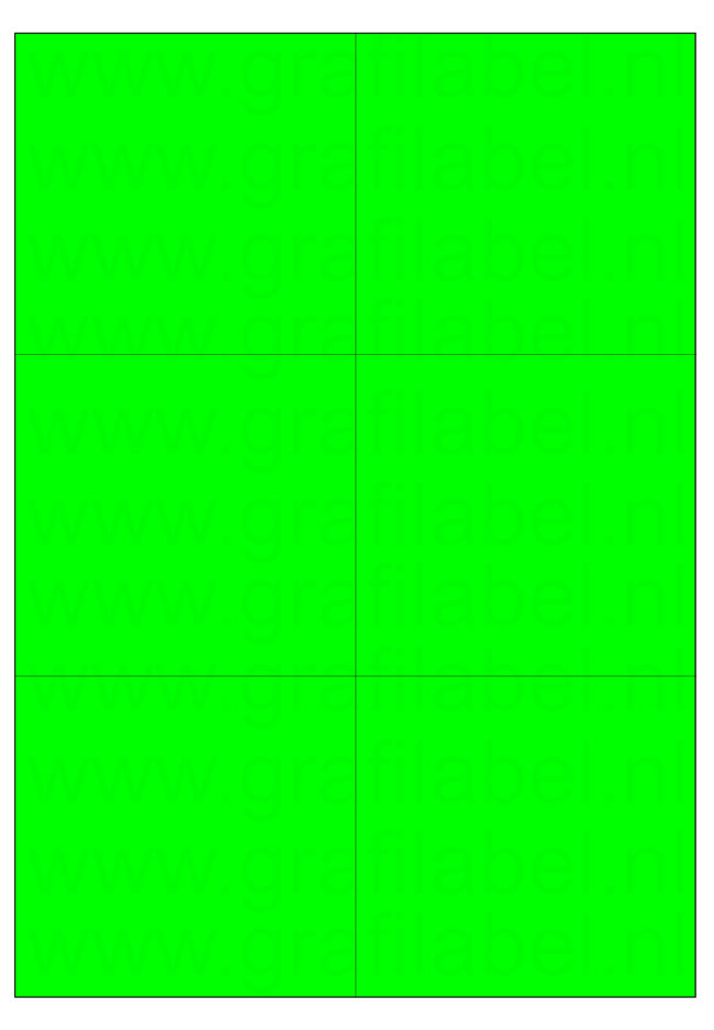 Fluor groen A4 etiket / Laservel 105x99mm - 6 per vel permanent (doos à 200 vel)