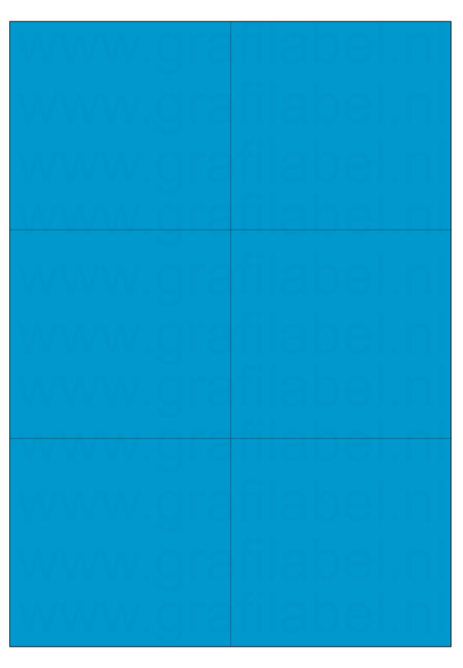 Blauw A4 etiket / Laservel 105x99mm - 6 per vel permanent (doos à 200 vel)