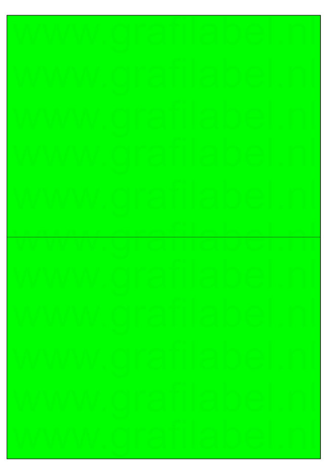 Fluor groen A4 etiket / Laservel 210x148,5mm - 2 per vel permanent (doos à 200 vel)