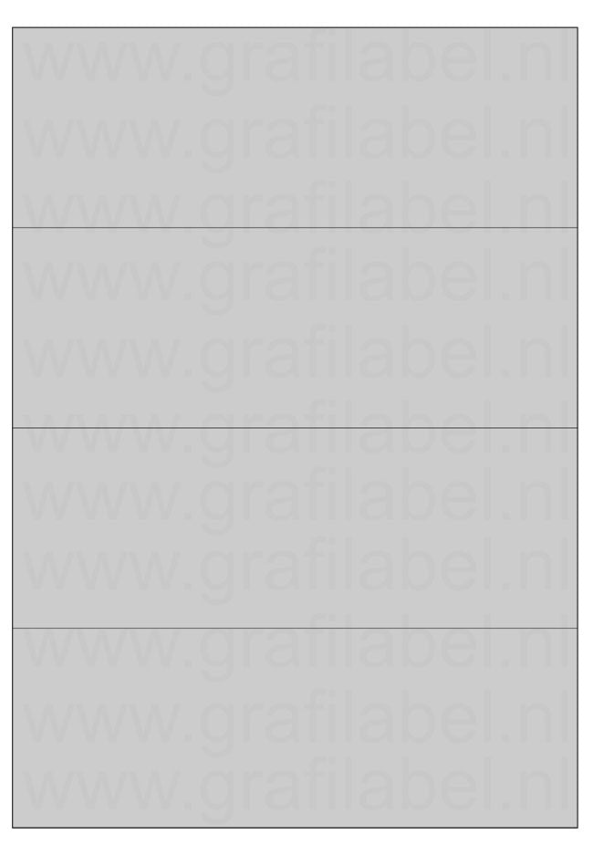 Polyester A4 etiket / Laservel Aluminium zilver mat - 210x74,25mm - 4 per vel - permanent (doos à 200 vel)
