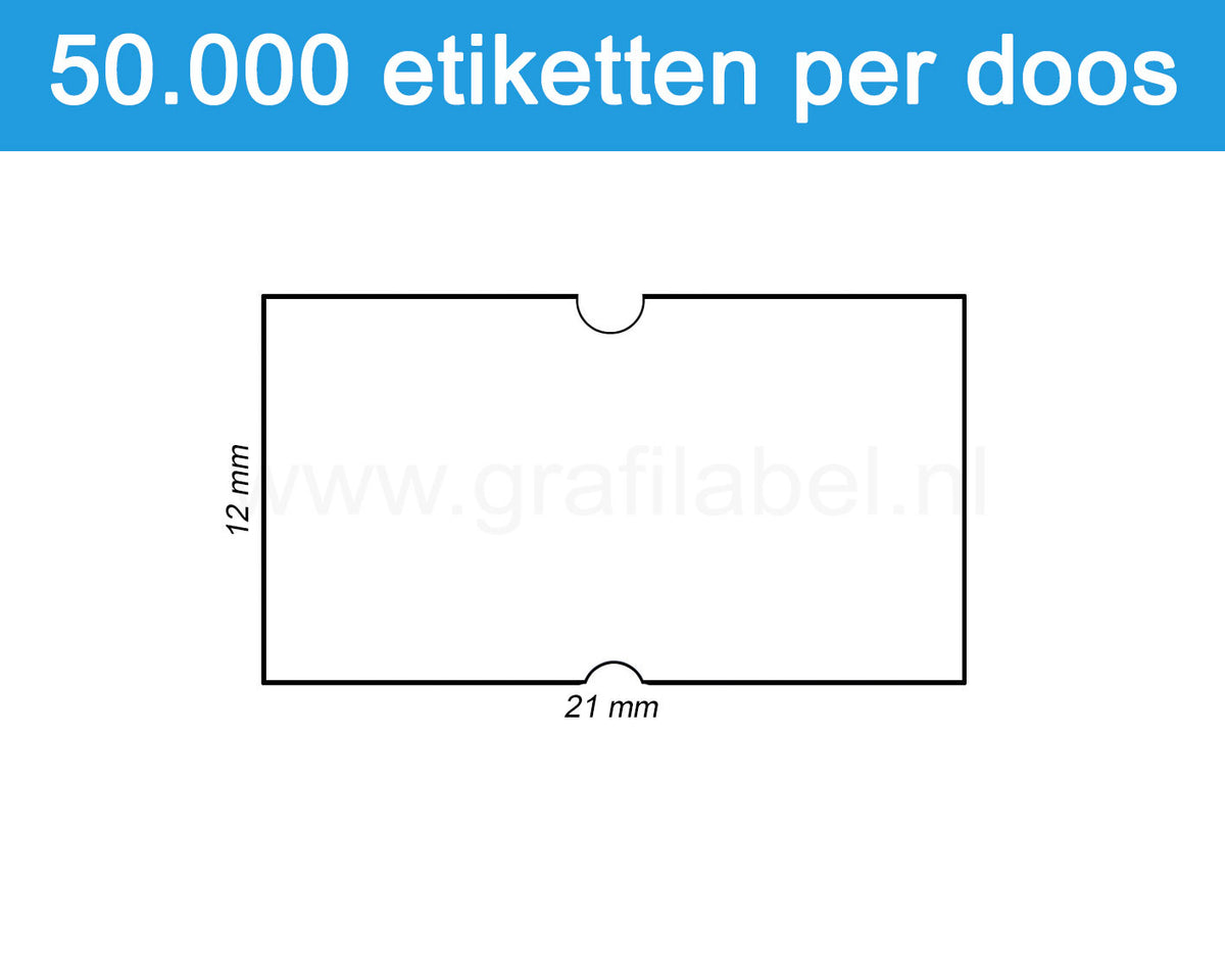Prijsetiket wit 21x12mm - permanente belijming - doos à 50 rol à 1.000 etiketten