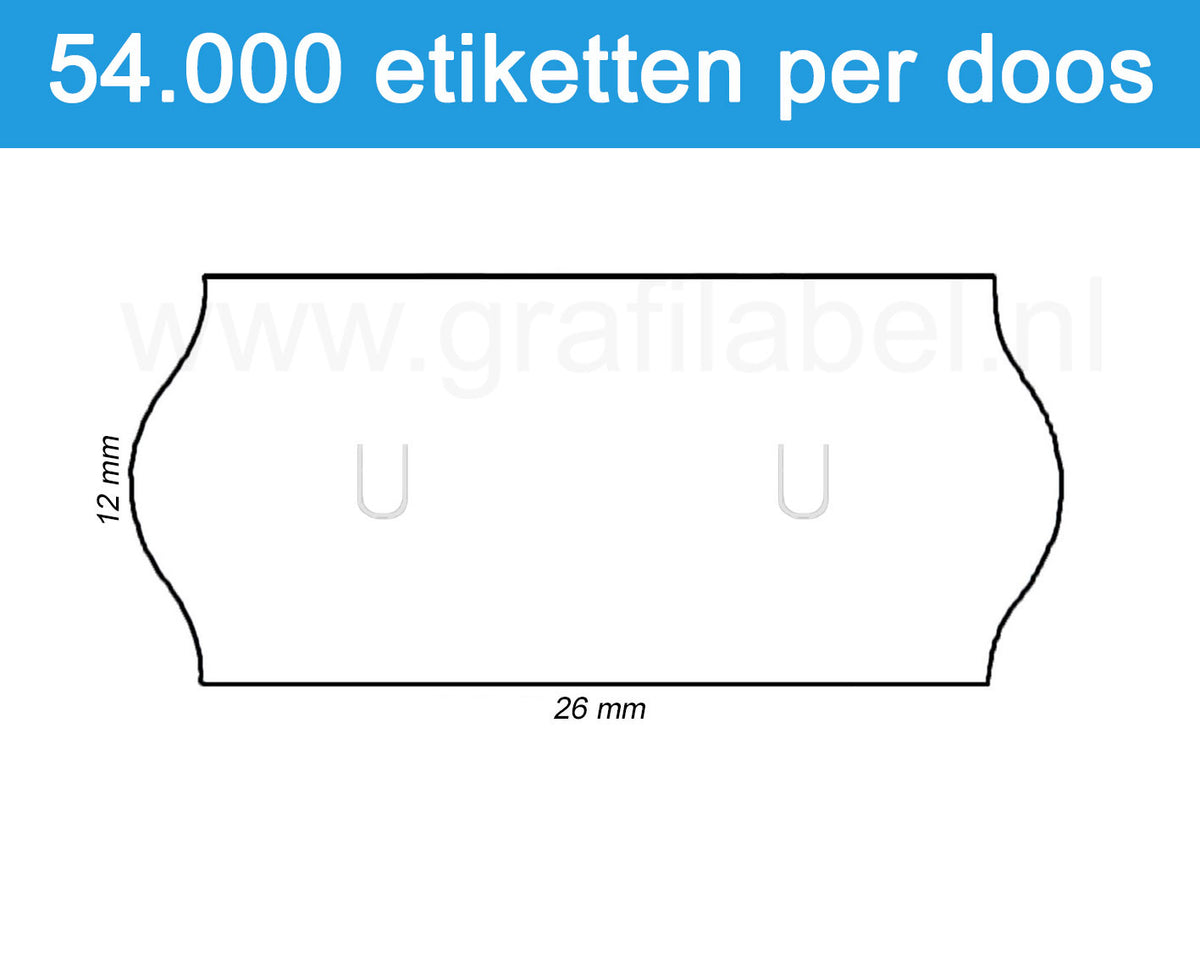 Prijsetiket wit 26x12mm met u-stanzing voor Sato Samark - permanente belijming - doos à 36 rol à 1.500 etiketten
