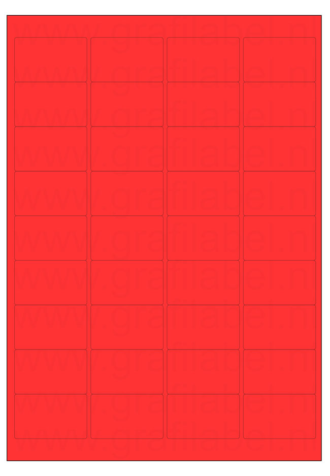 Rood A4 etiket / Laservel 48,3x29,7mm - 36 per vel permanent (doos à 200 vel)