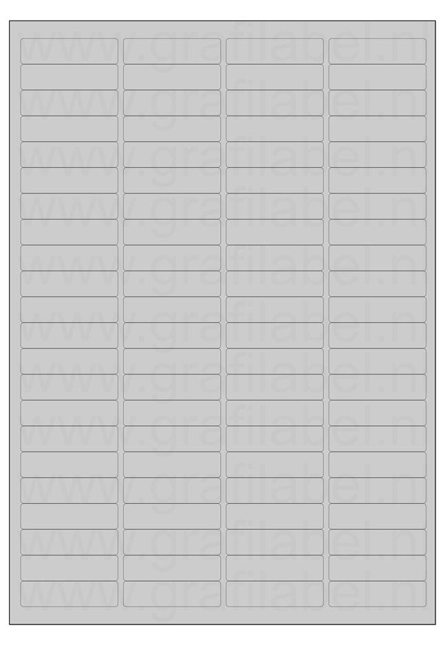 Polyester A4 etiket / Laservel Aluminium zilver mat - 48x12,7mm - 88 per vel - permanent (doos à 200 vel)