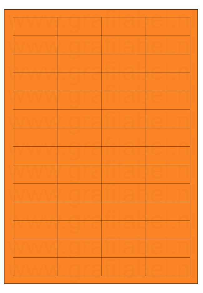 Oranje A4 etiket / Laservel -- 48x20mm -- 56 per vel permanent (doos à 200 vel)