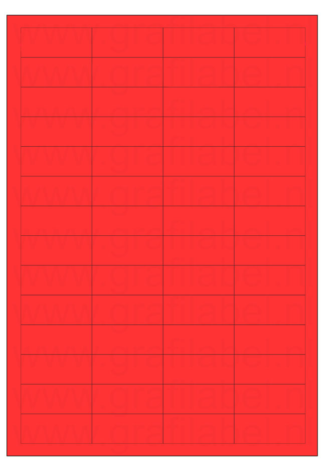 Rood A4 etiket / Laservel -- 48,1x20mm -- 56 per vel permanent (doos à 200 vel)