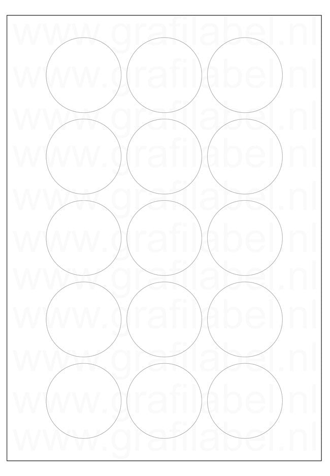 Polyester A4 etiket / Laservel Transparant mat - Ø50mm-rond - 15 per vel - permanent (doos à 200 vel)