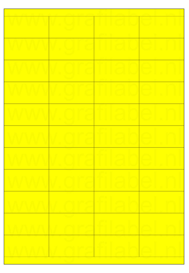 Fluor geel A4 etiket / Laservel 52,5x25,4mm - 44 per vel permanent (doos à 200 vel)