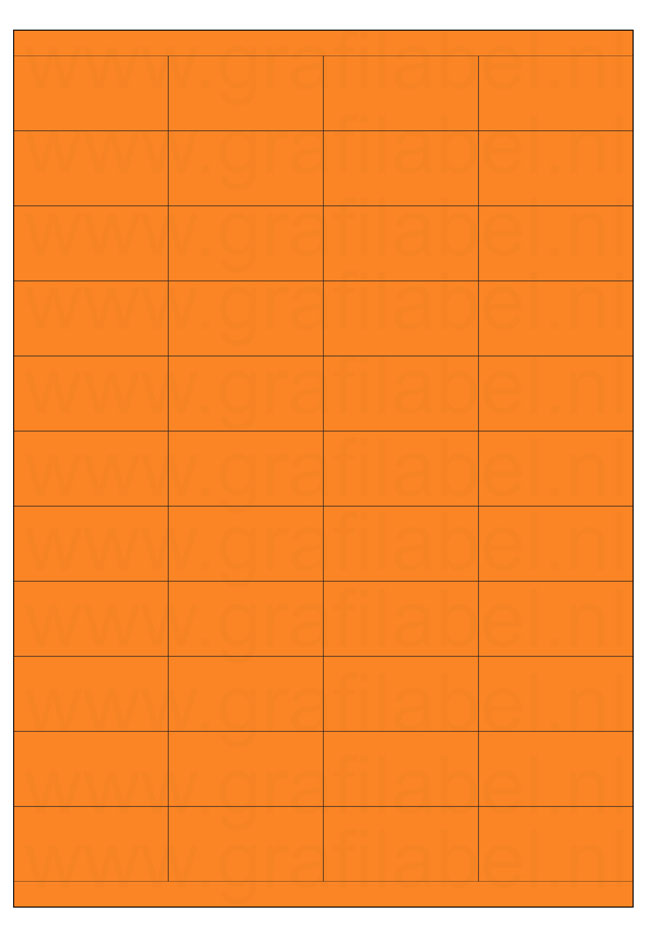 Oranje A4 etiket / Laservel 52,2x25,4mm - 44 per vel permanent (doos à 200 vel)