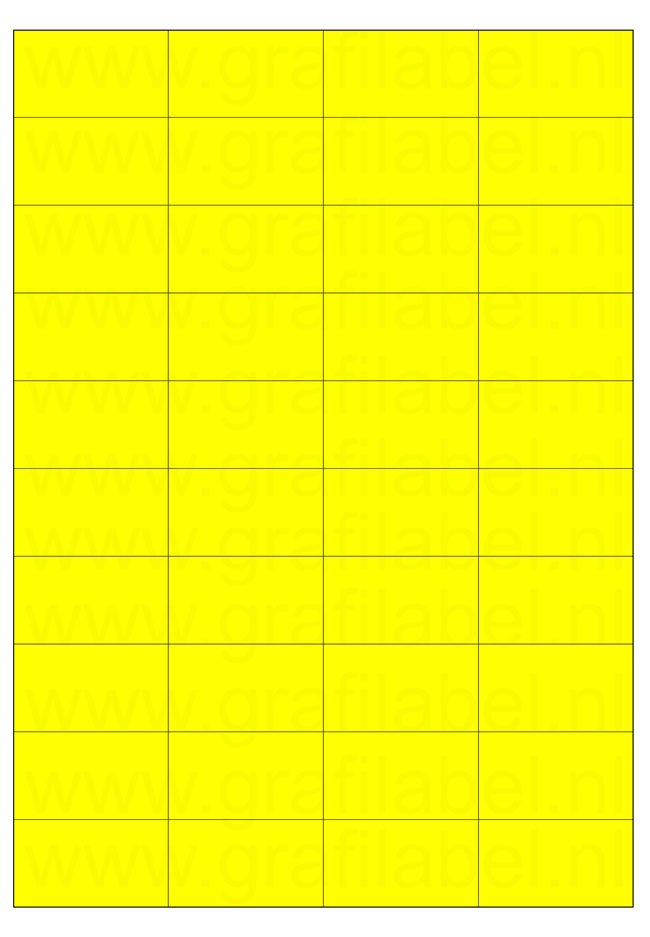 Fluor geel A4 etiket / Laservel 52,5x29,7mm - 40 per vel permanent (doos à 200 vel)