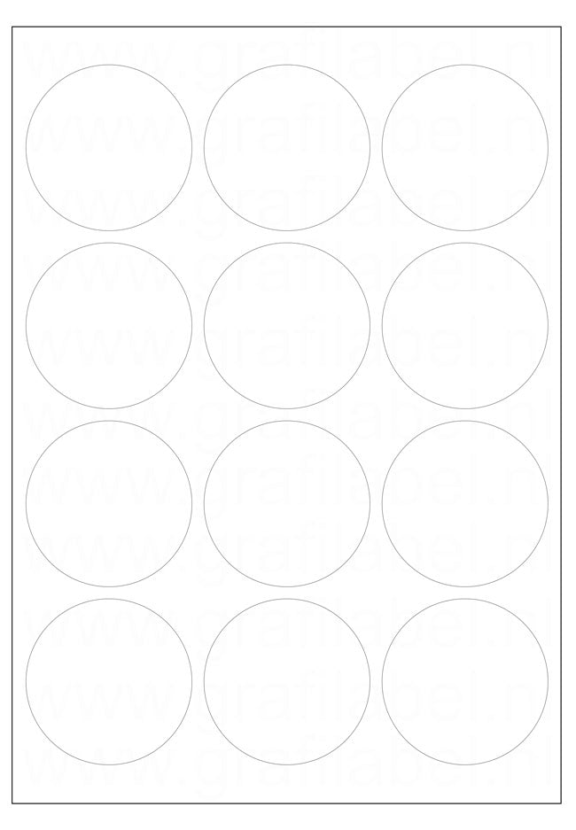 Wit A4 etiket / Laservel -- Ø63,5mm rond - 12 per vel permanent (doos à 200 vel)