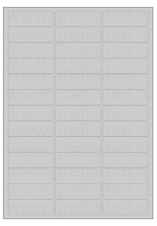 Polyester A4 etiket / Laservel Aluminium zilver mat - 63,5x22mm - 39 per vel - permanent (doos à 200 vel)
