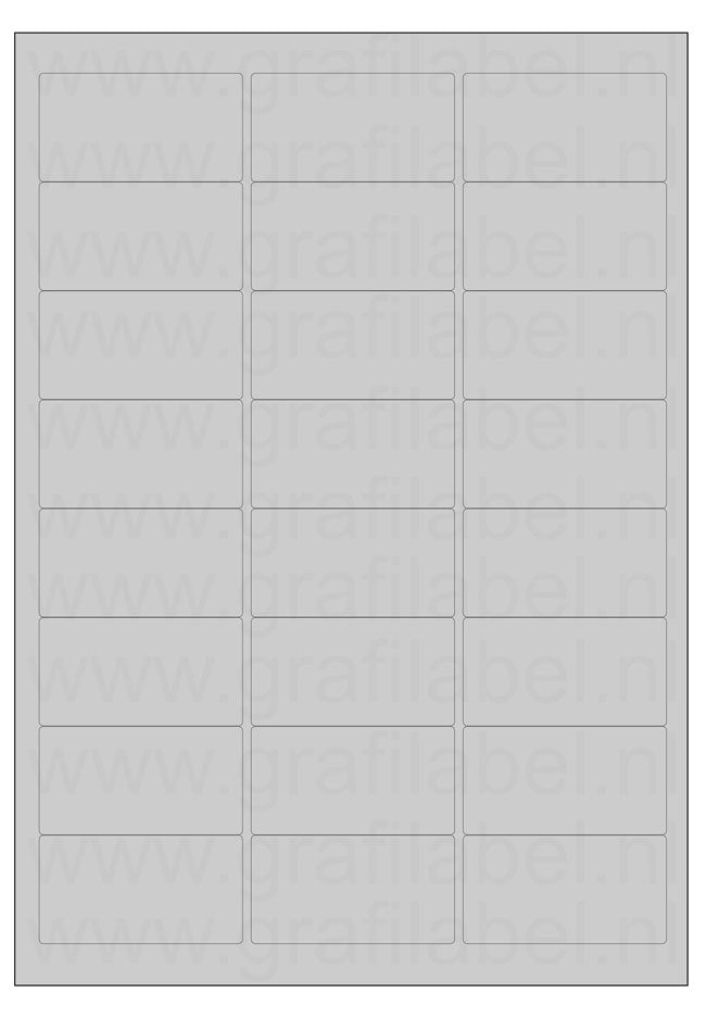 Polyester A4 etiket / Laservel Aluminium zilver mat - 63,5x33,9mm - 24 per vel - permanent (doos à 200 vel)