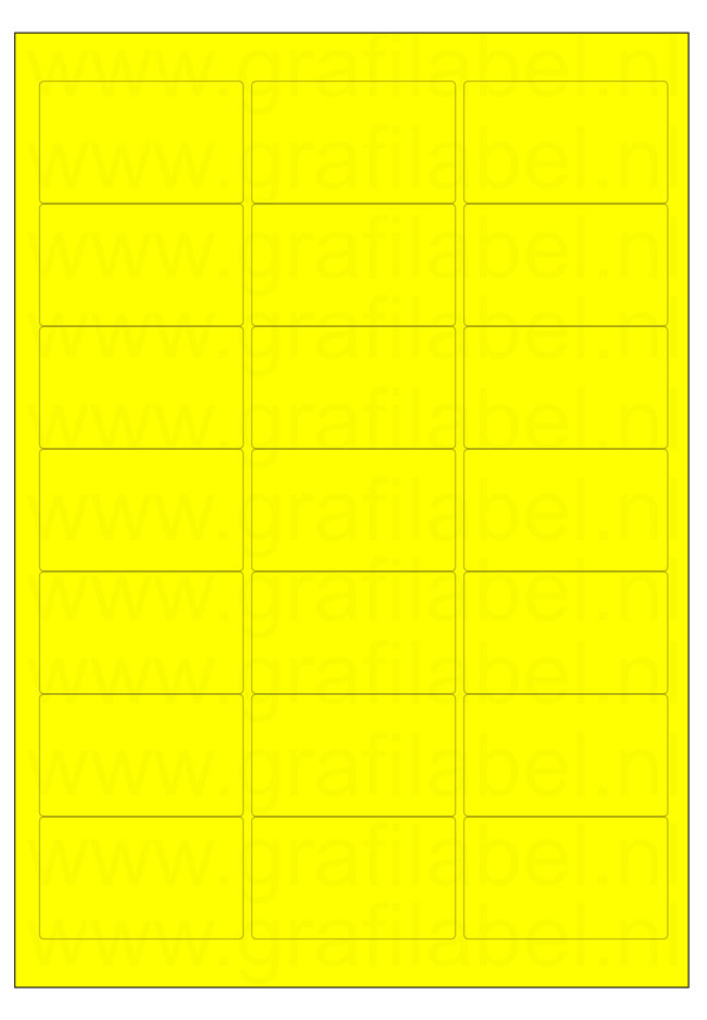 Fluor geel A4 etiket / Laservel 63,5x38,1mm - 21 per vel permanent (doos à 200 vel)