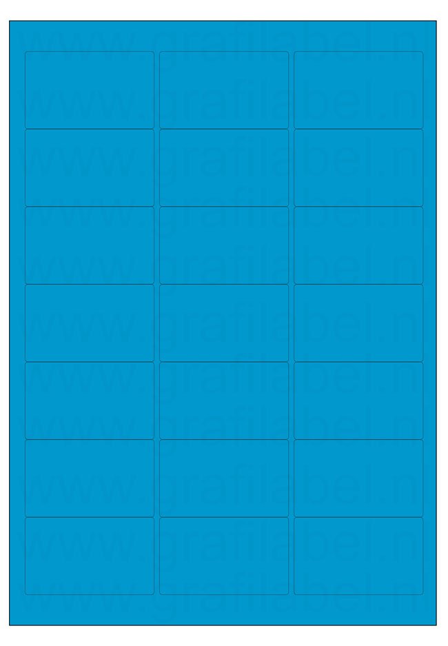 Blauw A4 etiket / Laservel 63,5x38,1mm - 21 per vel permanent (doos à 200 vel)