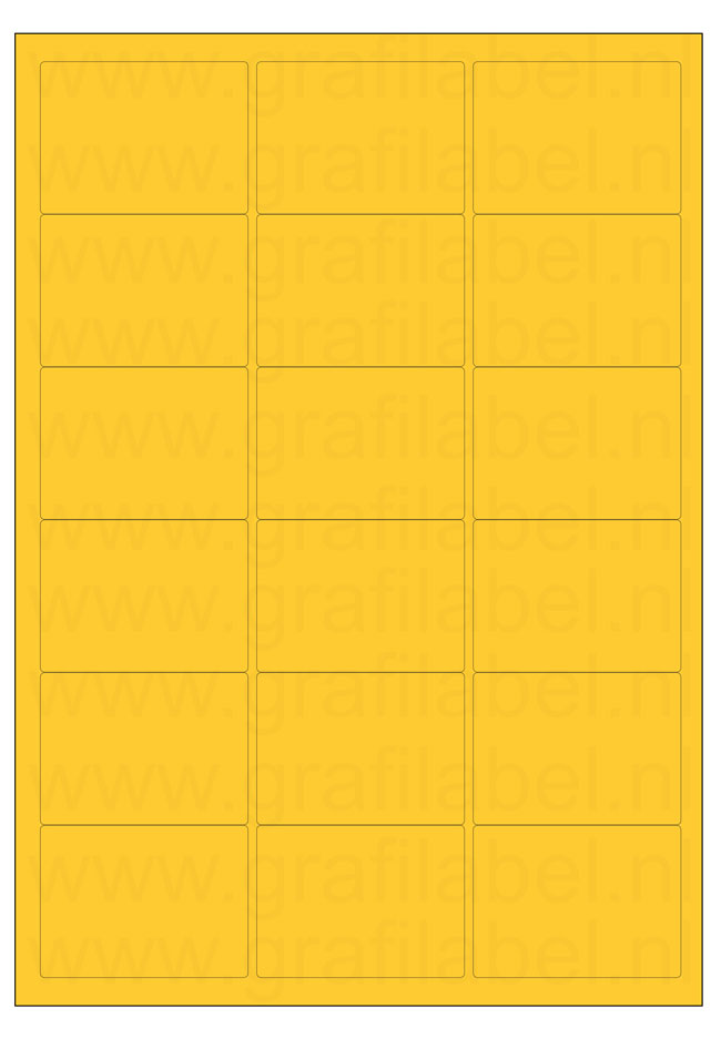 Geel A4 etiket / Laservel 63,5x46,6mm - 18 per vel permanent (doos à 200 vel)