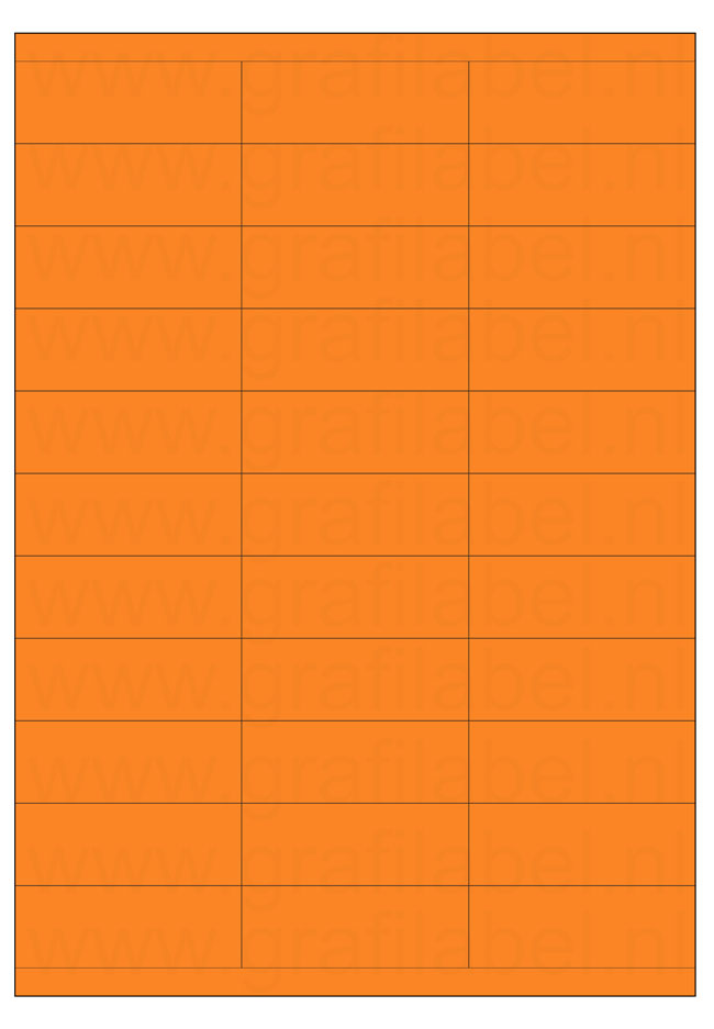 Oranje A4 etiket / Laservel 70x25,4mm - 33 per vel permanent (doos à 200 vel)