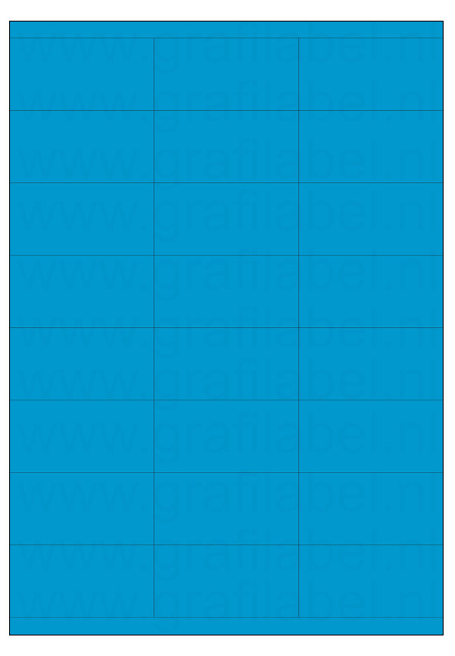 Blauw A4 etiket / Laservel -- 70x35mm -- 24 per vel permanent (doos à 200 vel)