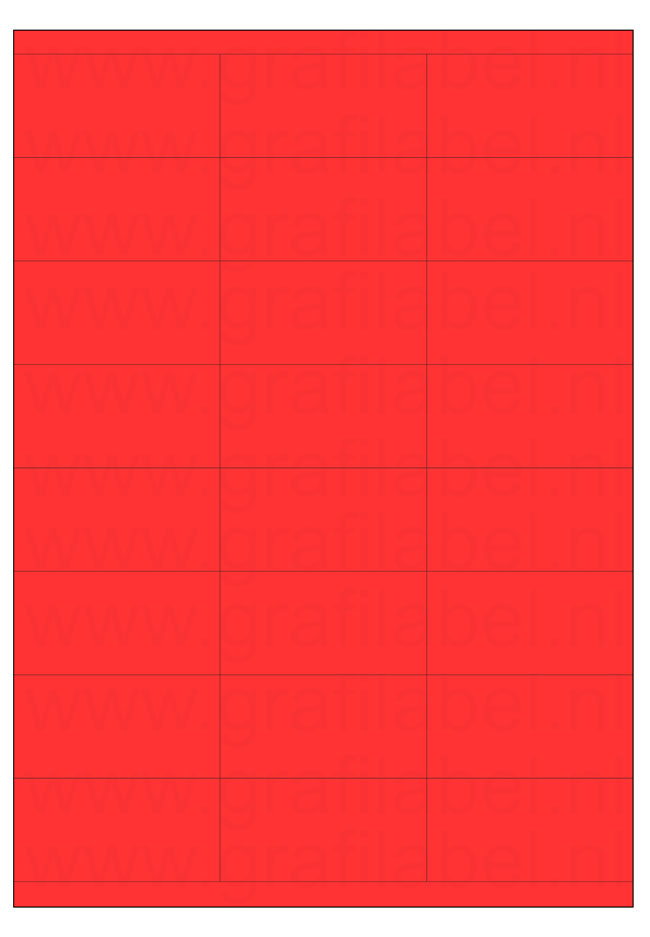 Rood A4 etiket / Laservel -- 70x35mm -- 24 per vel permanent (doos à 200 vel)