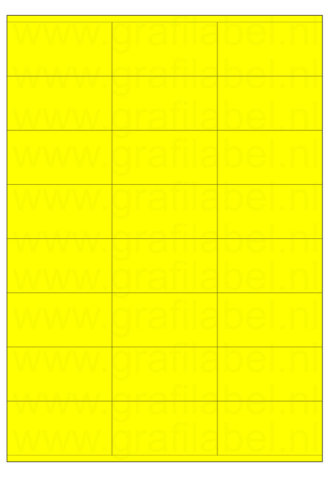 Fluor geel A4 etiket / Laservel 70x36mm - 24 per vel permanent (doos à 200 vel)