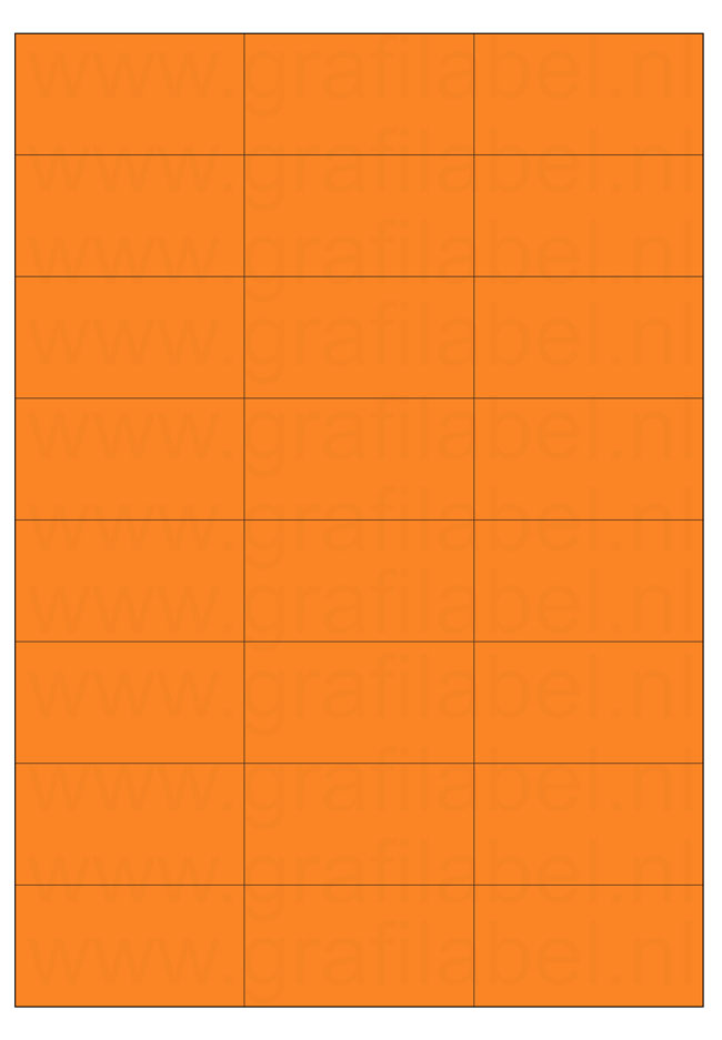 Oranje A4 etiket / Laservel 70x37,1mm - 24 per vel permanent (doos à 200 vel)
