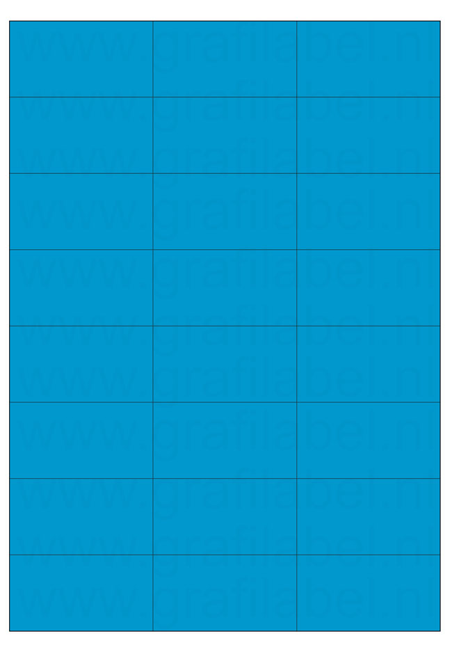 Blauw A4 etiket / Laservel 70x7,1mm - 24 per vel permanent (doos à 200 vel)
