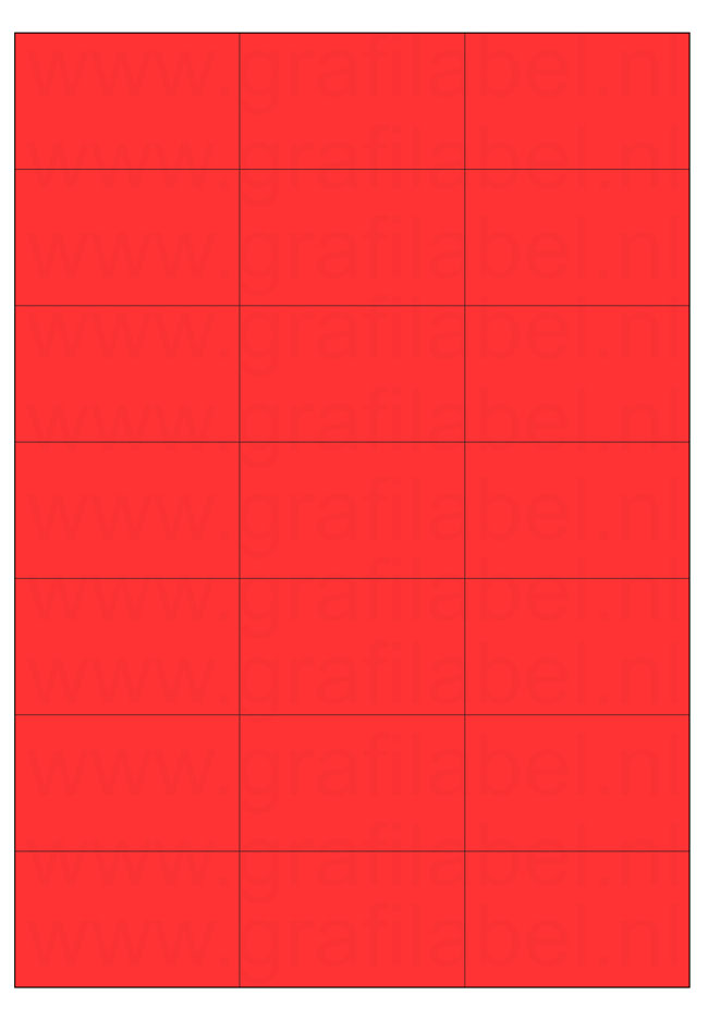 Rood A4 etiket / Laservel 70x42,4mm - 21 per vel permanent (doos à 200 vel)