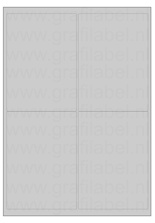 Polyester A4 etiket / Laservel Aluminium zilver mat - 99,1x139mm - 4 per vel - permanent (doos à 200 vel)