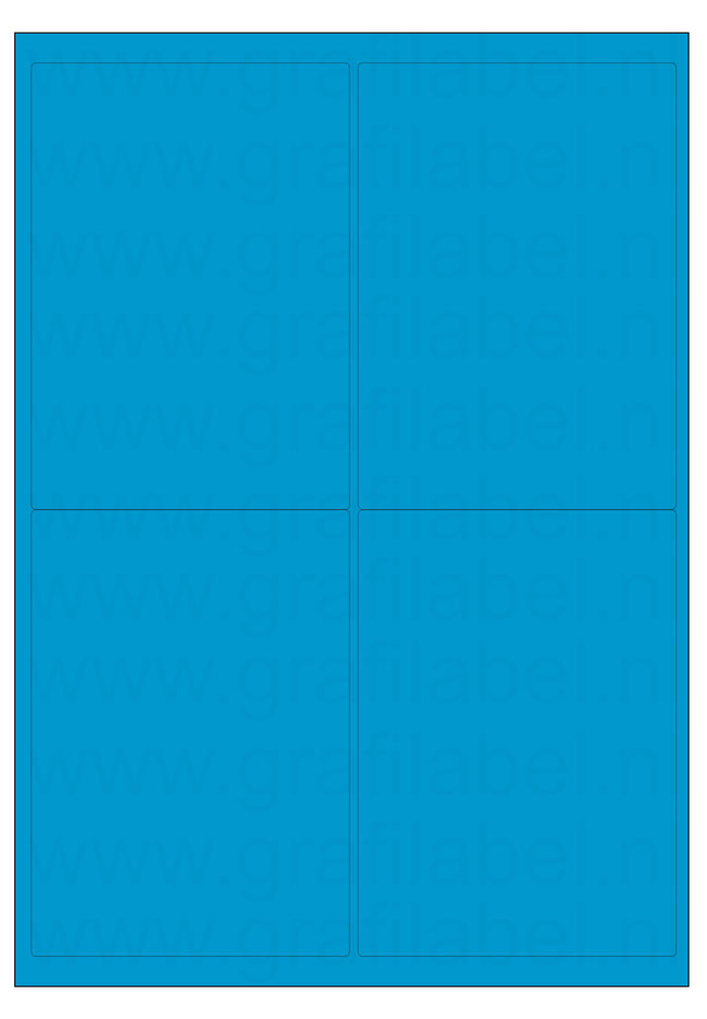 Blauw A4 etiket / Laservel 99,1x139mm - 4 per vel permanent (doos à 200 vel)