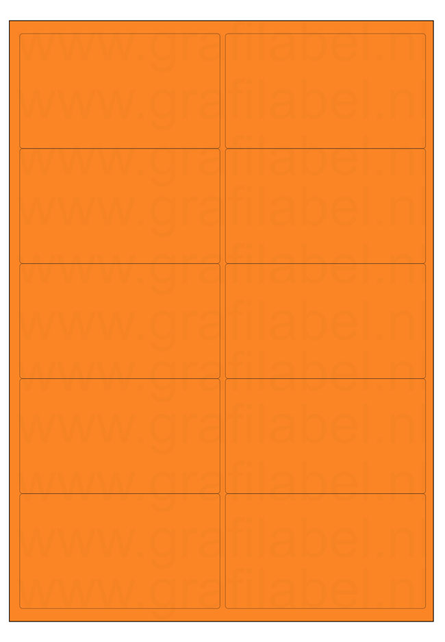 Oranje A4 etiket / Laservel 99,1x56,8mm - 10 per vel permanent (doos à 200 vel)