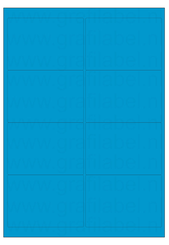 Blauw A4 etiket / Laservel 99,1x67,7mm - 8 per vel permanent (doos à 200 vel)