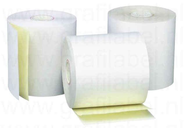 Kassarollen wit/geel (DUPLO) 76x70x12mm - 50 rollen per doos