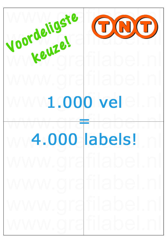 Verzendetiket / Pakketlabel TNT 105x148,5mm - 4 labels per vel - doos à 1.000 vel