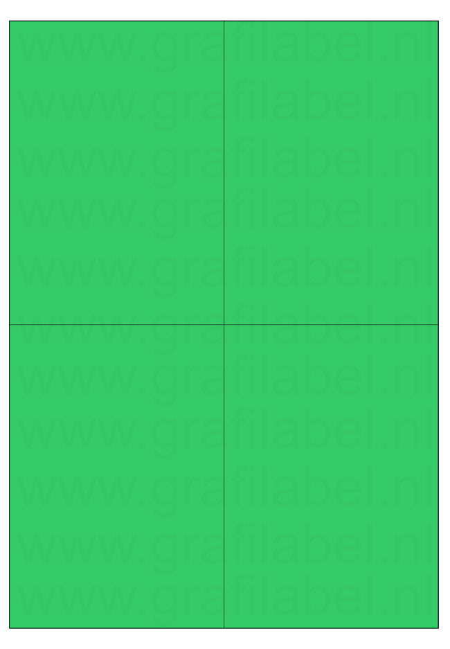Groen A4 etiket / Laservel 105x148,5mm - 4 per vel permanent (doos à 200 vel)