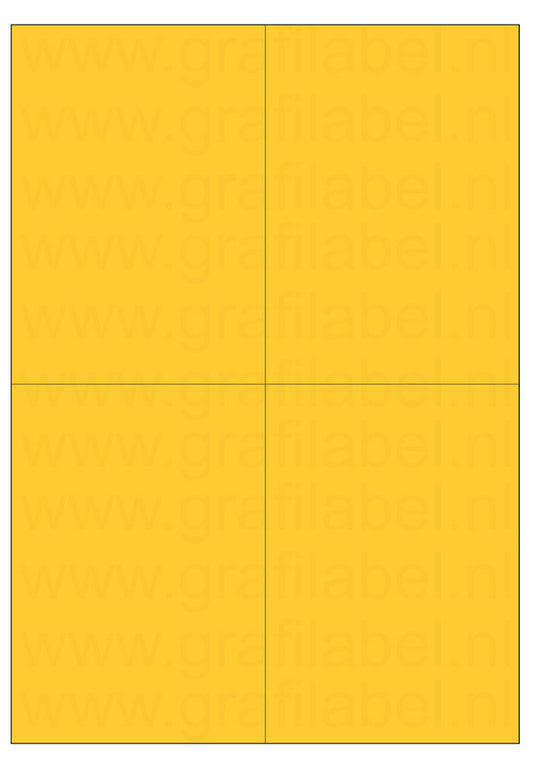 Geel A4 etiket / Laservel 105x148,5mm - 4 per vel permanent (doos à 200 vel)