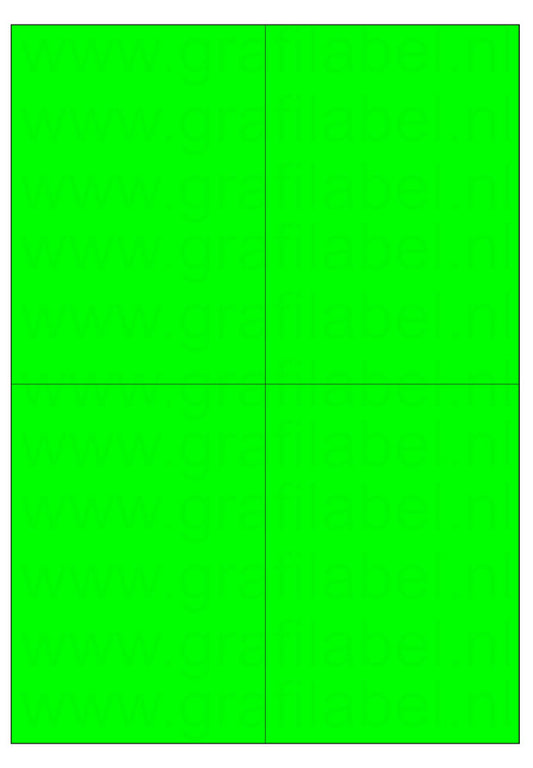Fluor groen A4 etiket / Laservel 105x148,5mm - 4 per vel permanent (doos à 200 vel)