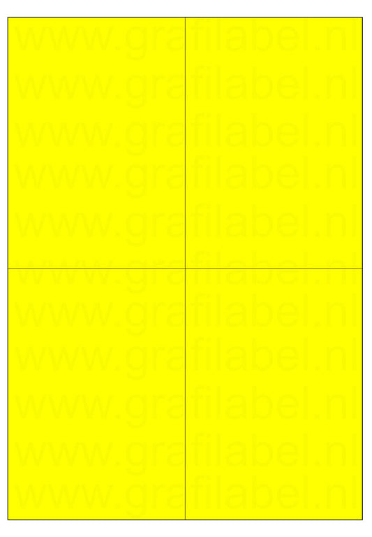 Fluor geel A4 etiket / Laservel 105x148,5mm - 4 per vel permanent (doos à 200 vel)