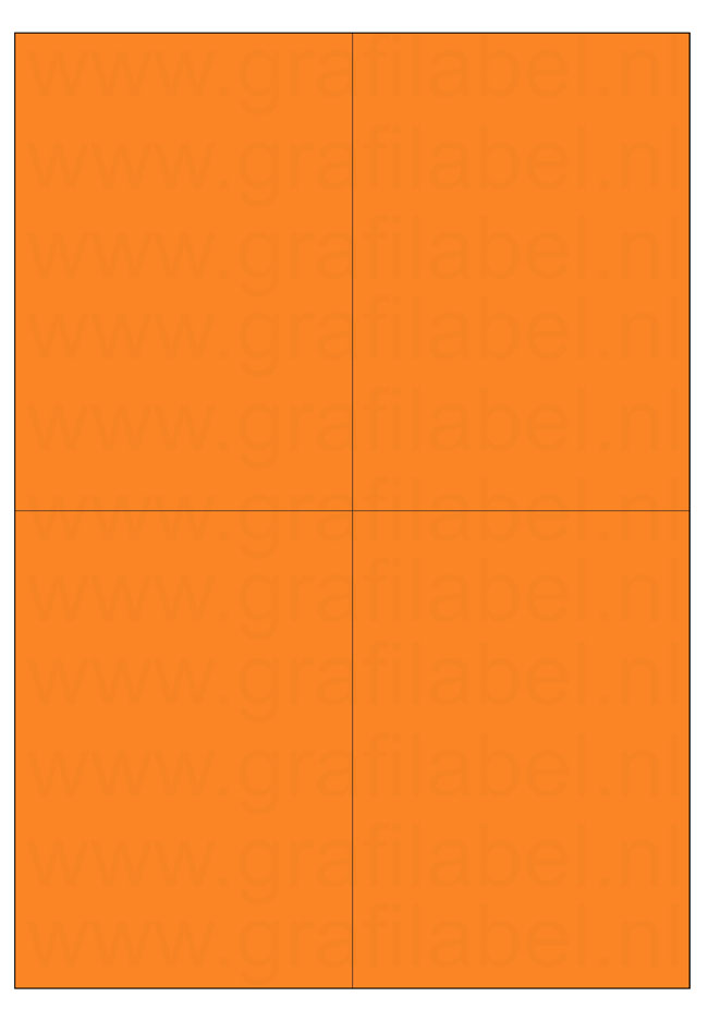 Oranje A4 etiket / Laservel 105x148,5mm - 4 per vel permanent (doos à 200 vel)